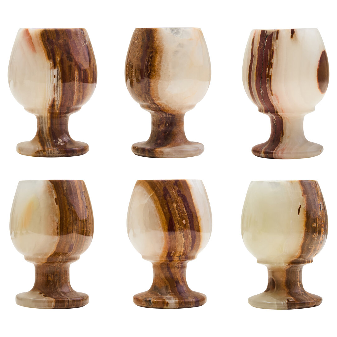 ALVERETH Decorative Onyx Shot or Liqueur Glasses Set of 6 - Assorted - PH Collection