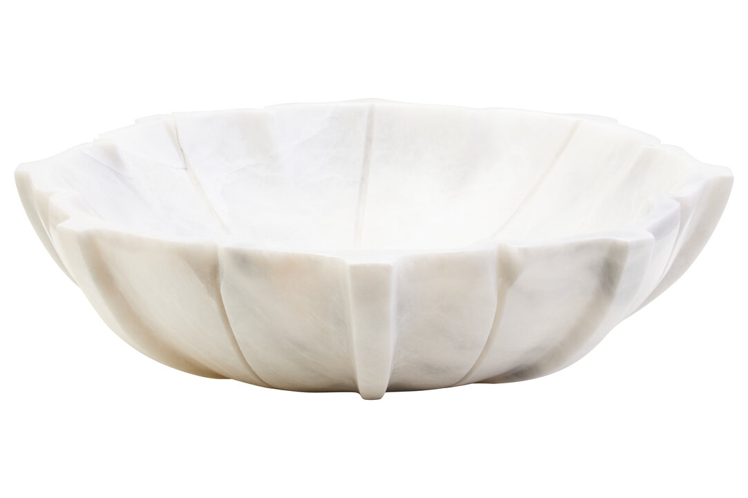 HAVERLYN Large Marble Lotus Decorative Bowl - White - PH Collection