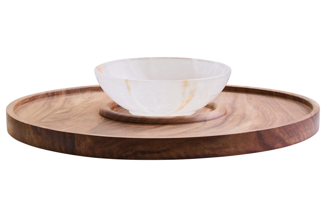 BRAVELYN Onyx Chip And Dip Serving Platter - Brown and White - PH Collection
