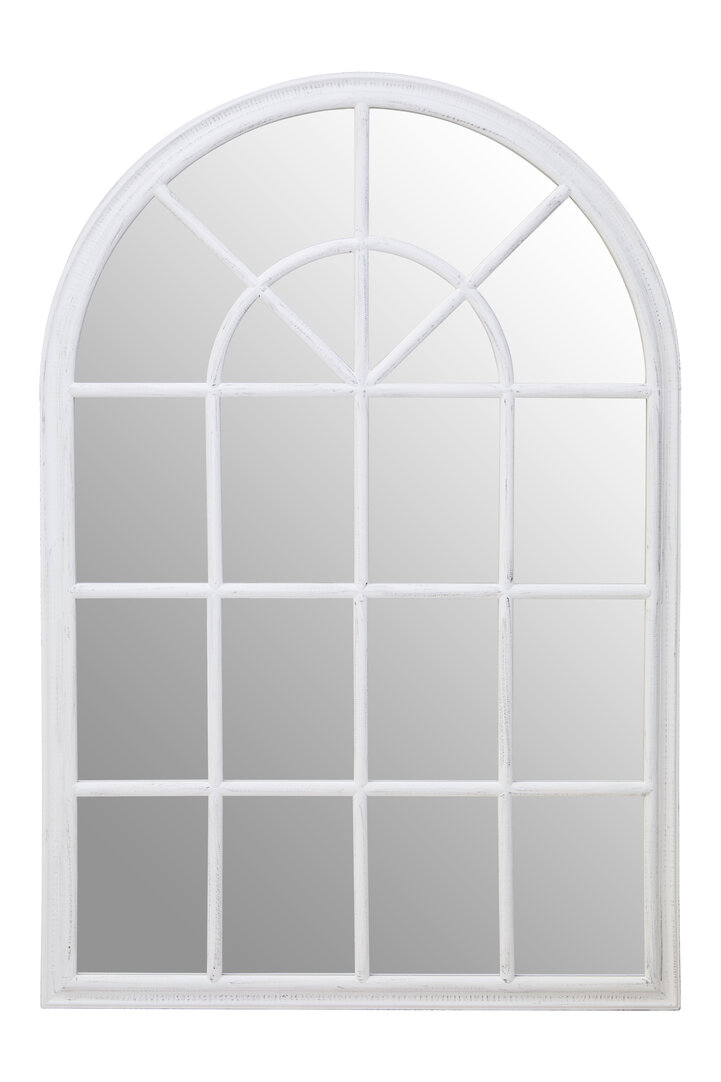DELVYRN Arched Wooden Frame Wall Mirror - White - PH Collection