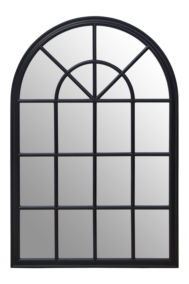 DELVYRN Arched Wooden Frame Wall Mirror - Black - PH Collection