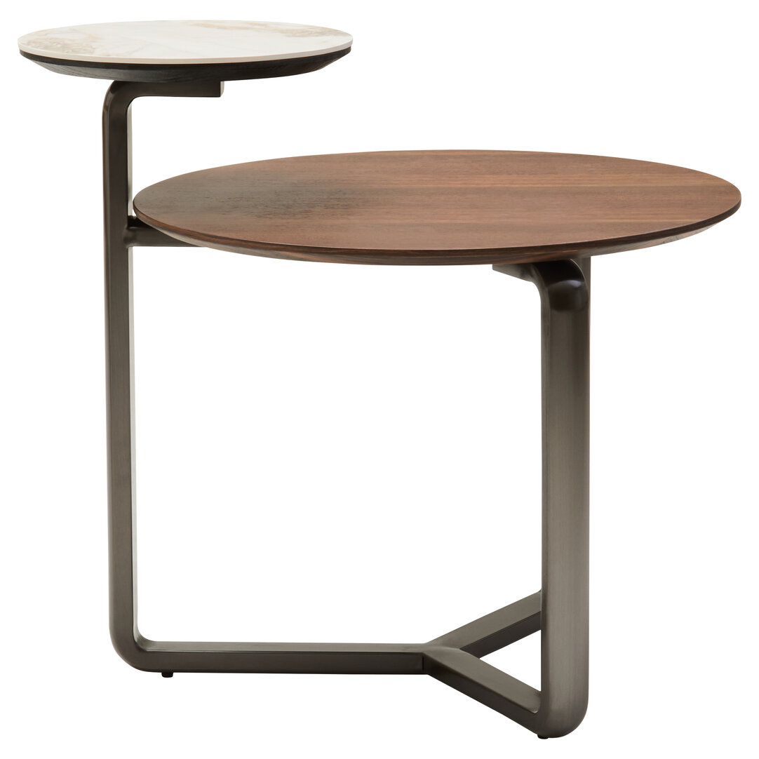 MARVESSAN 2 Tier Round Veneer and Ceramic Coffee Table - Brown - PH Collection