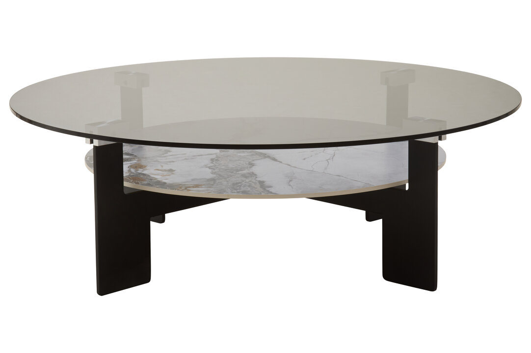 MARVESSAN Large Round Glass and Ceramic Coffee Table - Grey - PH Collection