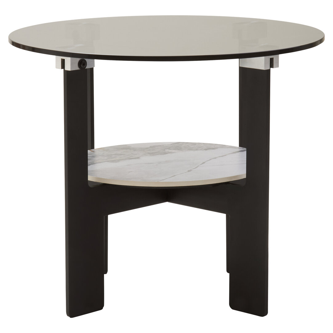 MARVESSAN Small Round Glass and Ceramic Coffee Table - Grey - PH Collection