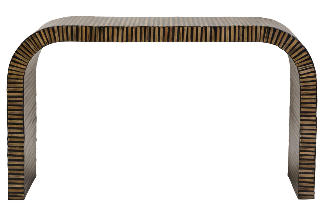 ELVIORA Curved Console Table - Black with Oak - PH Collection