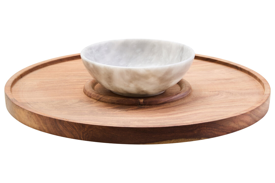 BRAVELYN Marble Chip And Dip Serving Platter - Brown and White - PH Collection