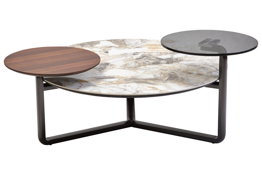 MARVESSAN 3 Tier Round Ceramic Marble Effect Coffee Table - Multi Colour - PH Collection