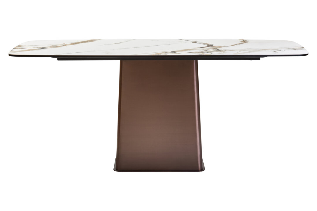 MARVESSAN Rectangular Ceramic Marble Effect Dining Table - White - PH Collection