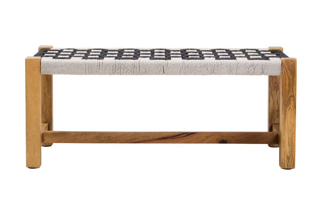QUELVYNN Wooden and Jute Bench - Light Oak - PH Collection