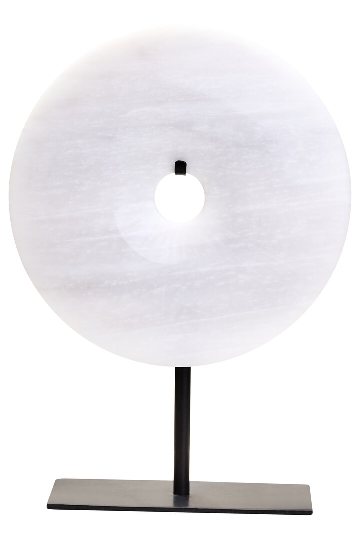 HAVERLYN Small Round Marble Disc Sculpture - Black and Grey - PH Collection
