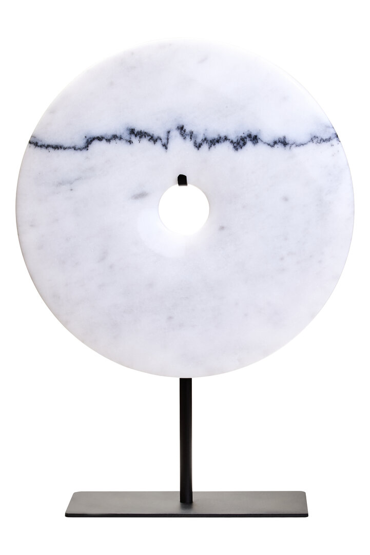 HAVERLYN Medium Round Marble Disc Sculpture - White - PH Collection