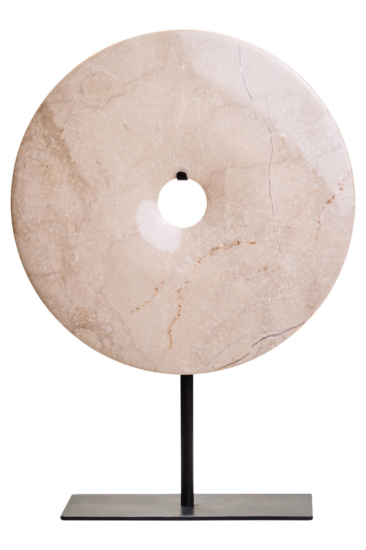 HAVERLYN Medium Round Marble Disc Sculpture - Cream - PH Collection