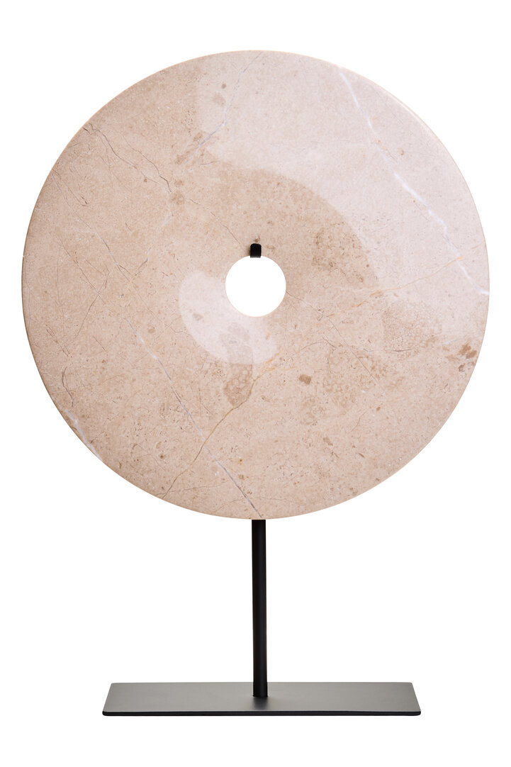 HAVERLYN Large Round Marble Disc Sculpture - Cream - PH Collection