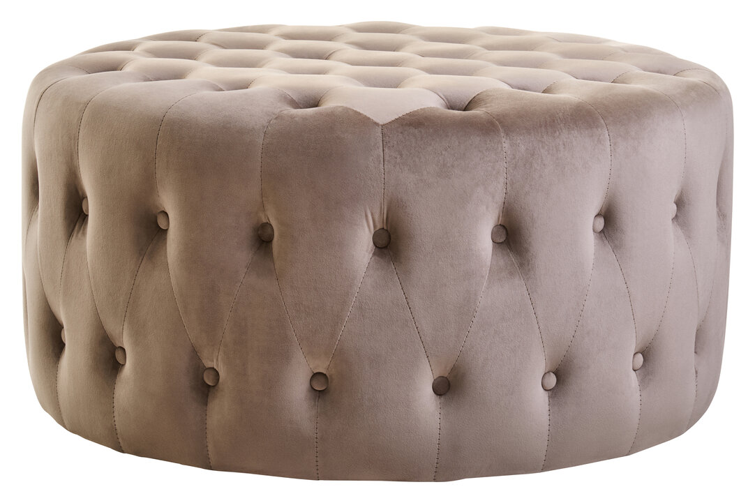 LYNTHRAE Velvet Round Button Tufted Footstool - Brown - PH Collection