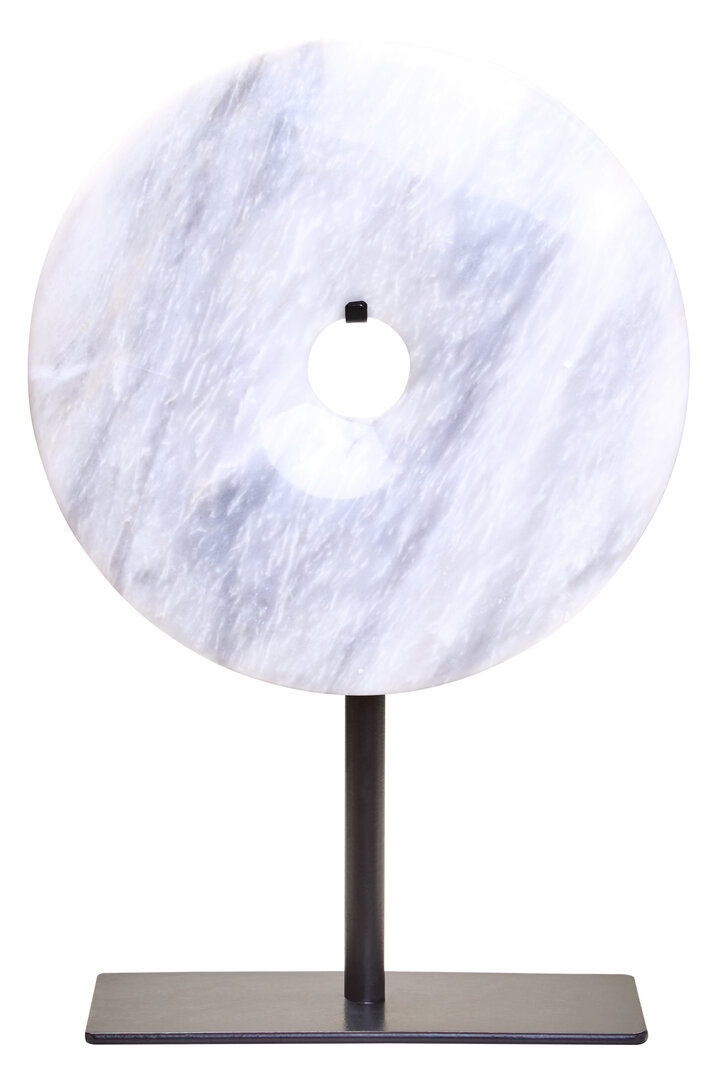 HAVERLYN Small Round Marble Disc Sculpture - White - PH Collection