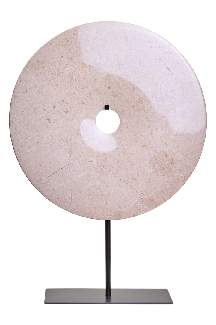 HAVERLYN Extra Large Round Marble Disc Sculpture - Cream - PH Collection