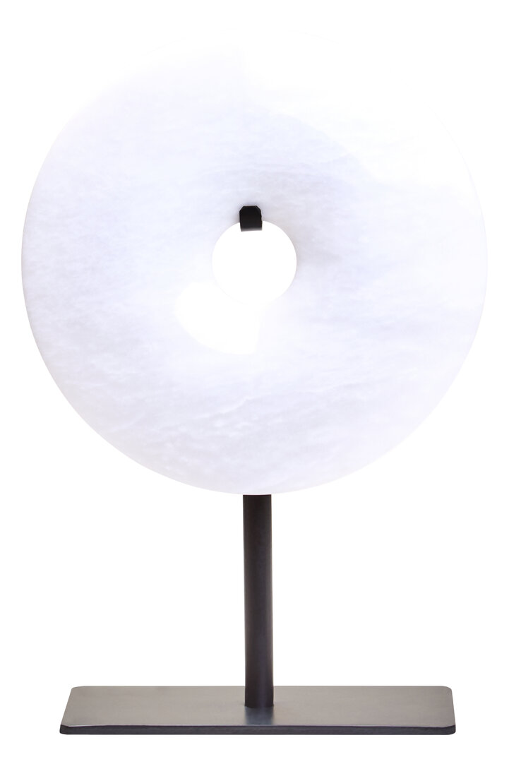 HAVERLYN Extra Small Round Marble Disc Sculpture - White - PH Collection