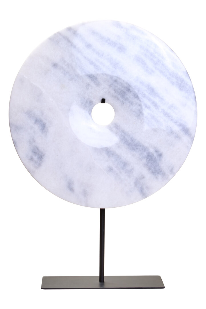 HAVERLYN Extra Large Round Marble Disc Sculpture - White - PH Collection