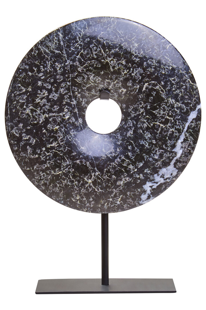 HALVIORA Extra Small Round Marble Disc Sculpture - Black - PH Collection