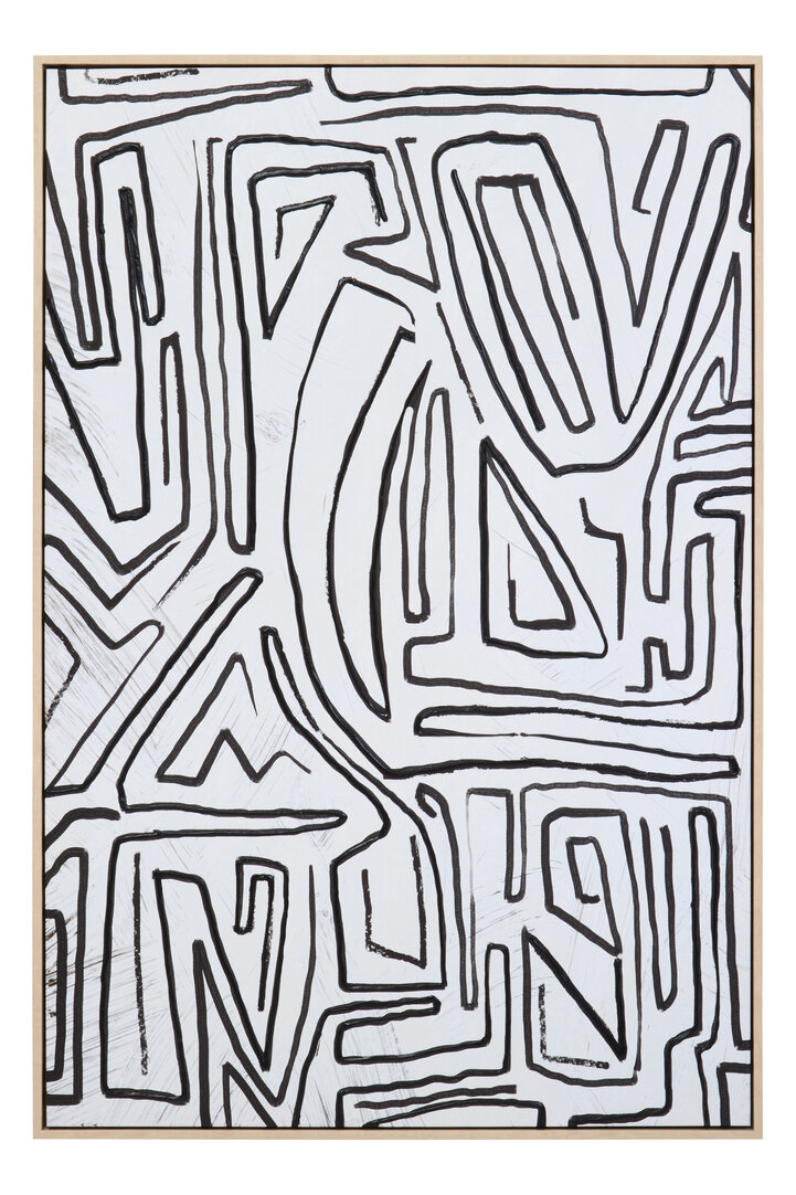 LENVRAE Abstract Textured Wall Art - Black and Cream - PH Collection