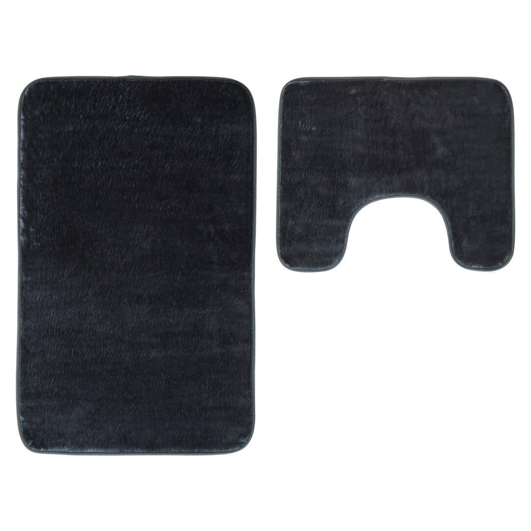BRENTHALL Bath and Pedestal Mat Set - Grey - PH Collection