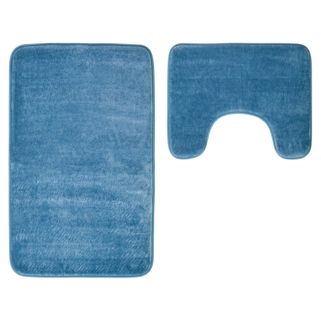 BRENTHALL Bath and Pedestal Mat Set - Blue - PH Collection
