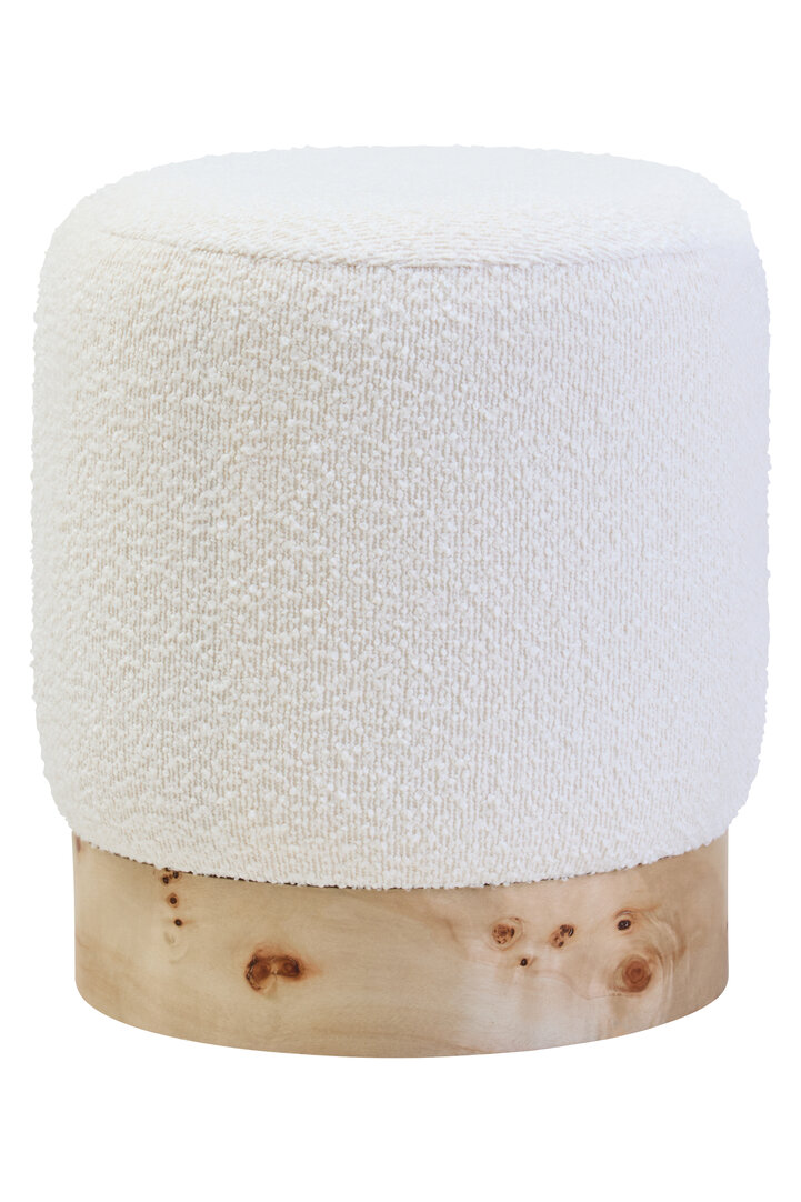 CARDENNE Boucle Fabric Round Stool - Cream - PH Collection