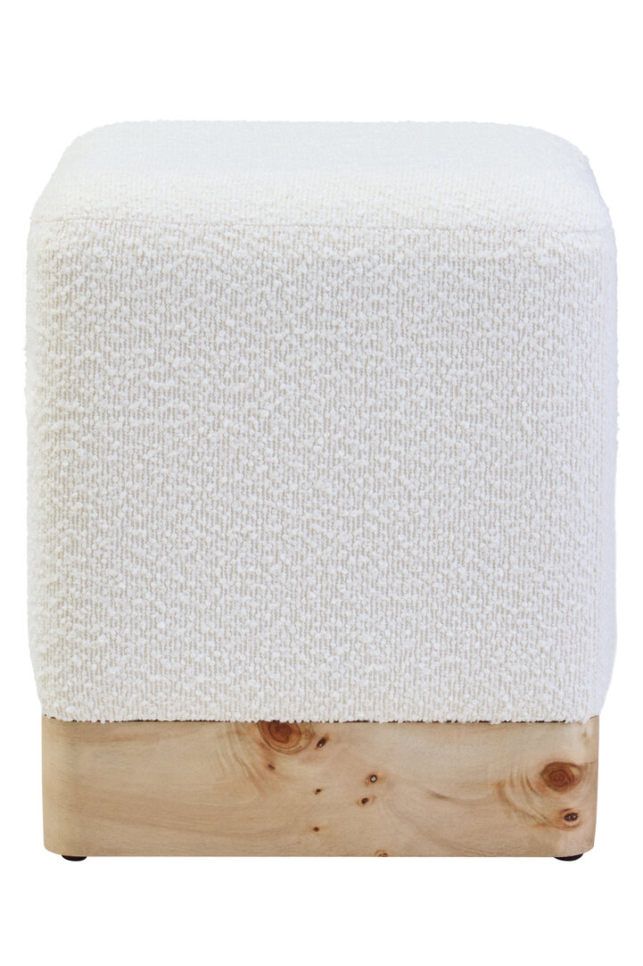 CARDENNE Boucle Fabric Sqaure Stool - Cream - PH Collection