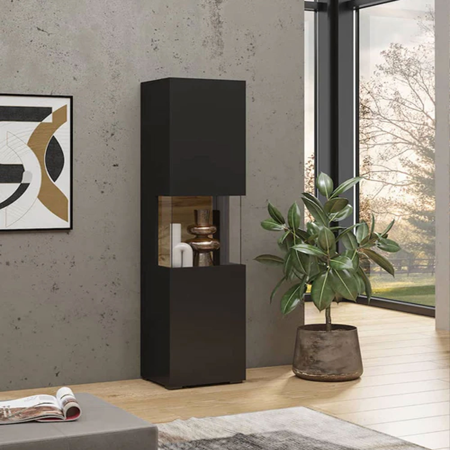 Astral Apex Tall Display Cabinet - Black - Art Nest