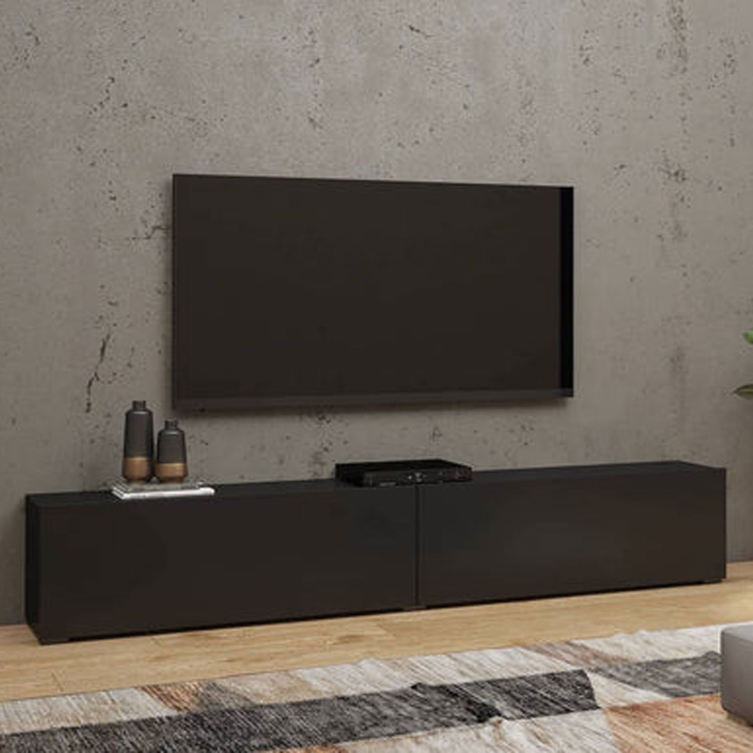 Astral Apex TV Cabinet with 2 Pull Down Doors - Black - Art Nest
