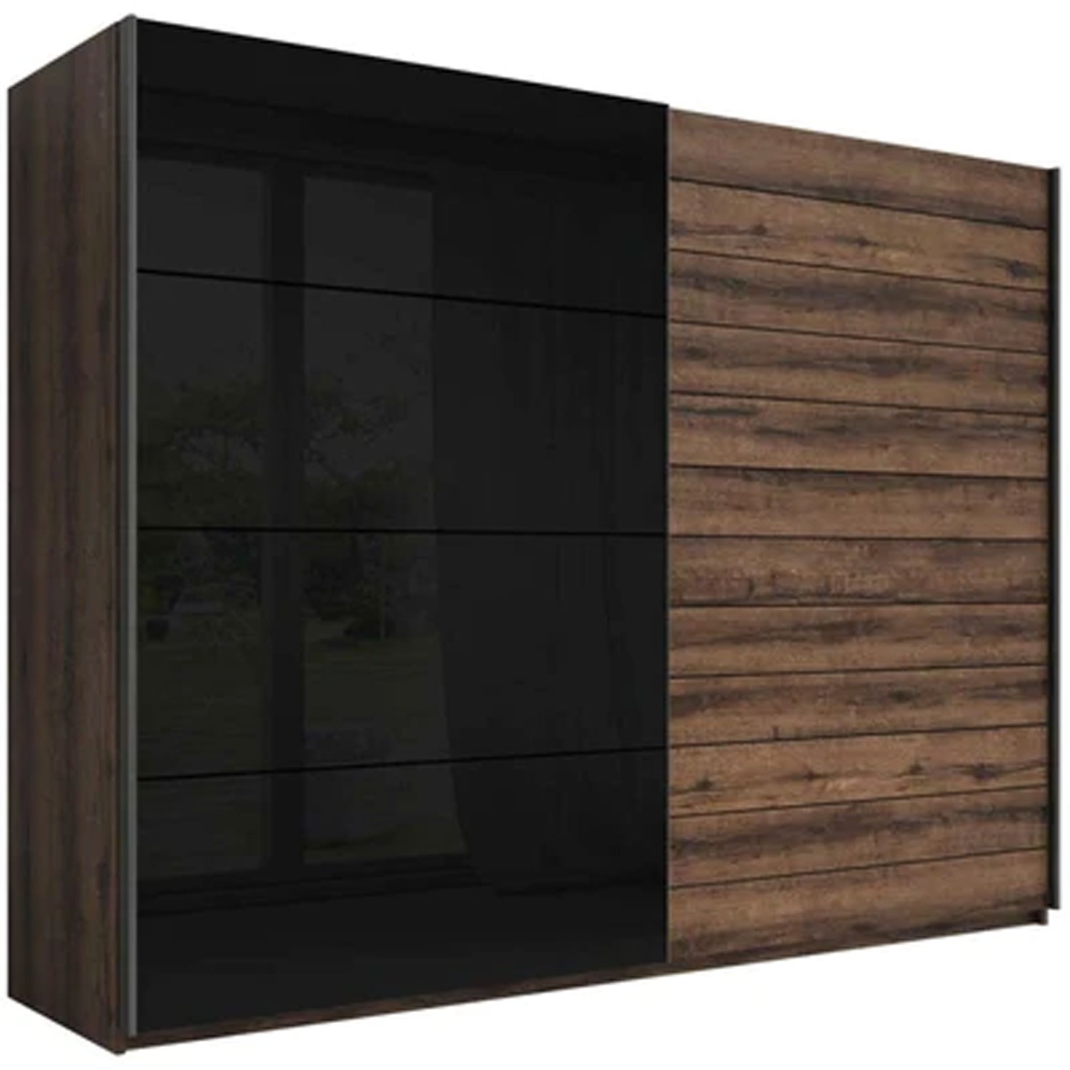 GUCCI 2 Door Sliding Wardrobe Black and Oak - 270cm - Art Nest