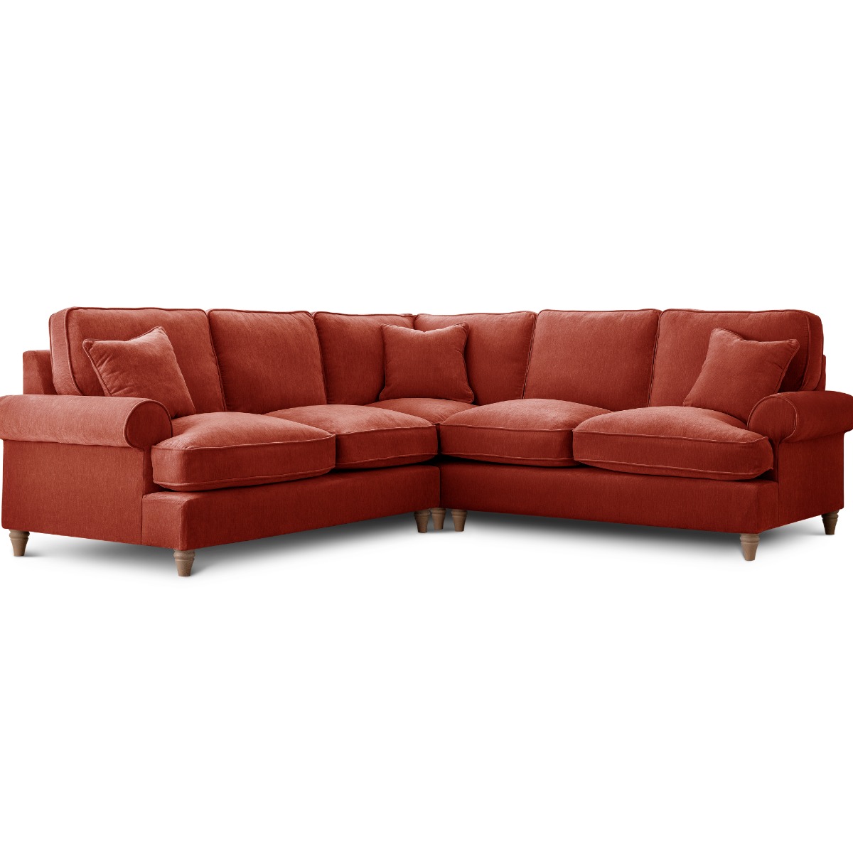 Corner Sofa - RAYONG Fabric 5 Seater Right Hand Facing - Apricot - Edgbaston Living