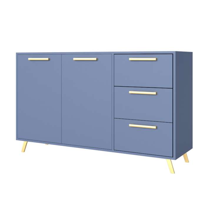 BARNSLEY 2 Door Sideboard with 3 Drawers - Blue - Avellino & Wells