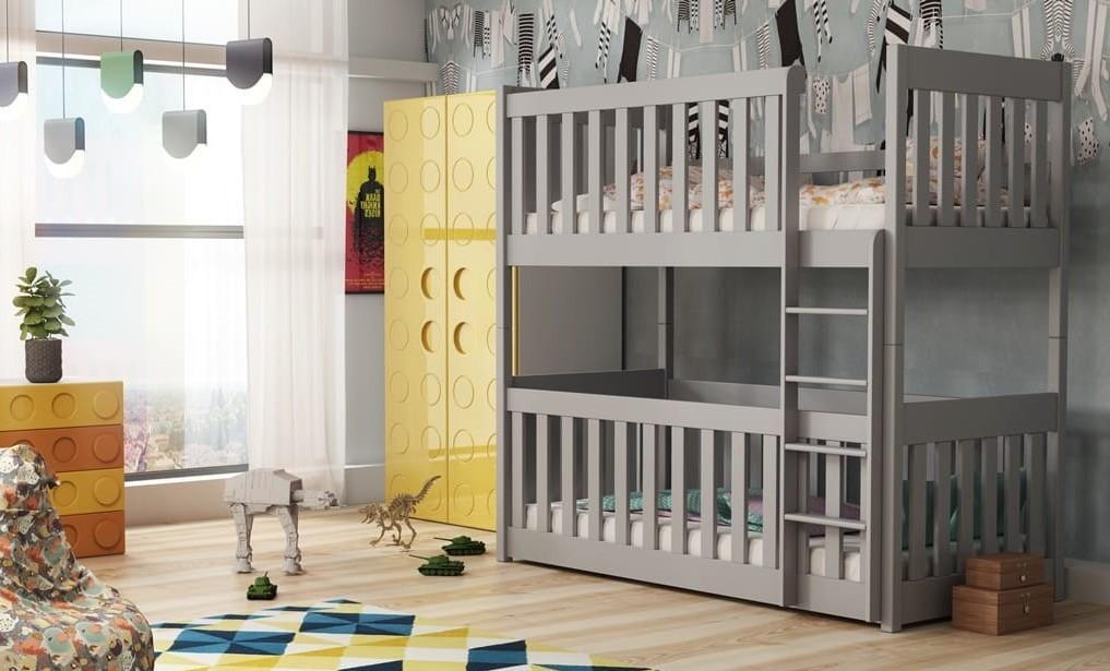 Kellog Wooden Bunk Bed with Cot Bed and Foam Mattress - Grey - Art Nest