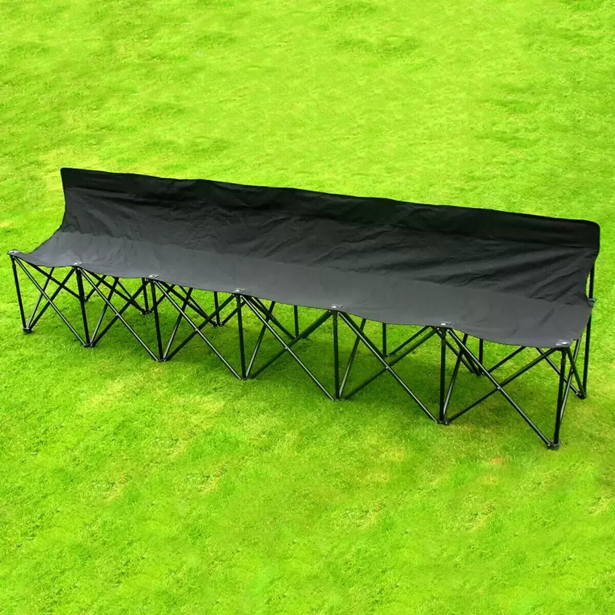 Team Flex 6 Seater Folding Portable Bench - Black - Bedroom & More