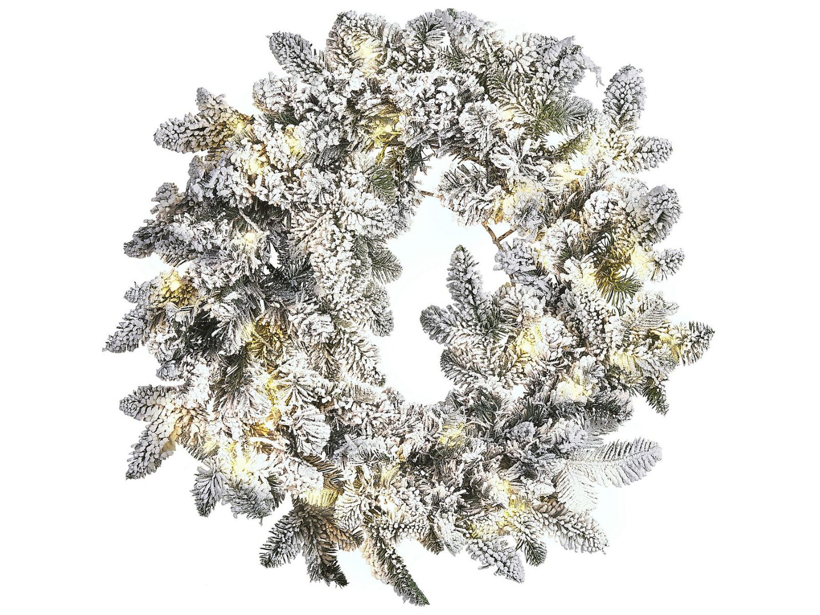 Frosty Delight Pre Lit Snowy Christmas Wreath 70 cm - White - Gemini Interiors