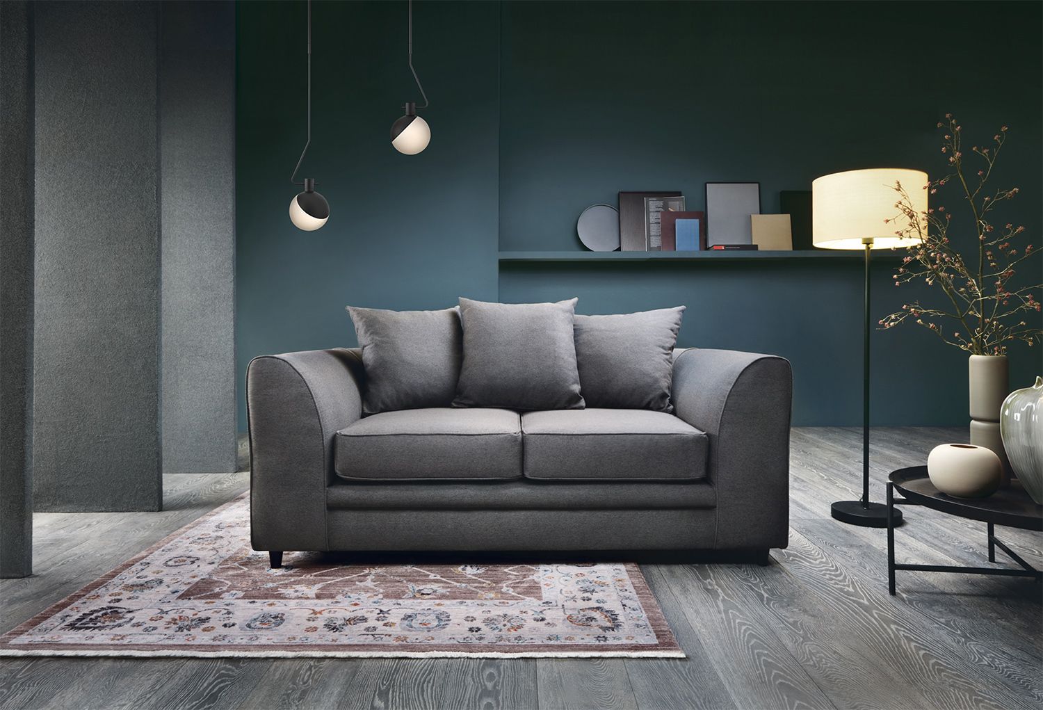 Darcie 2 Seater Sofa - Dark Grey - Moonlight Interiors
