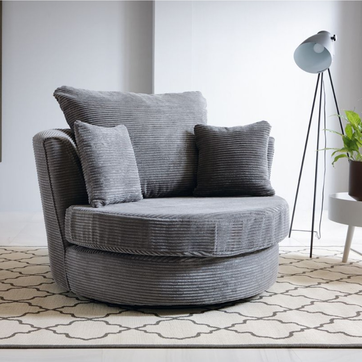 Fergasson Swivel Chair - Grey - Moonlight Interiors