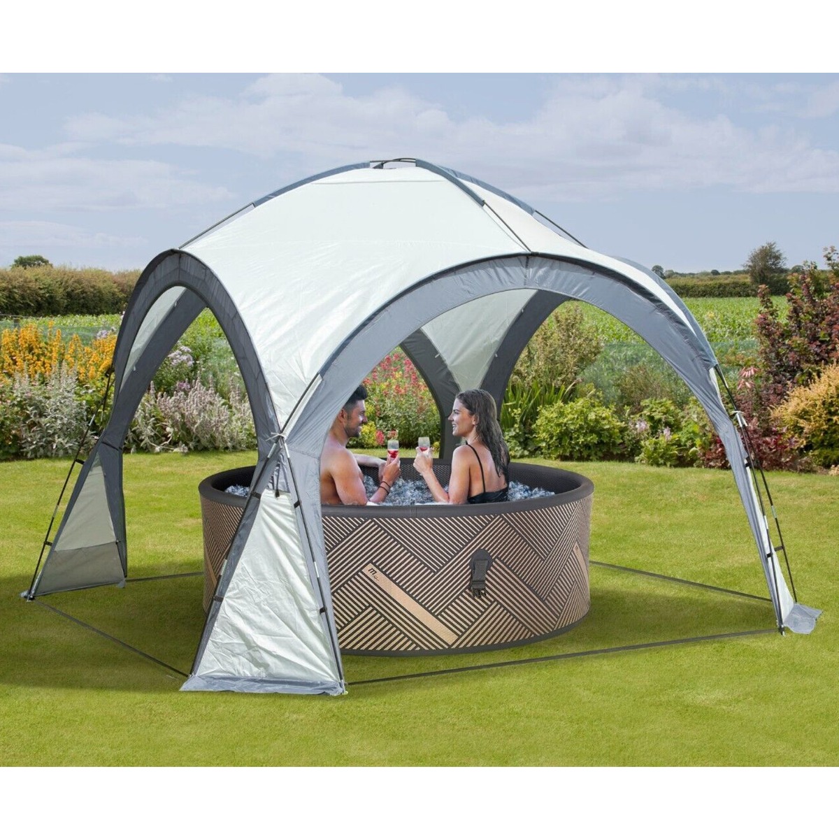 Heavy Duty Mesh Walls Dome Shelter Garden Gazebo - Grey - Bedroom & More