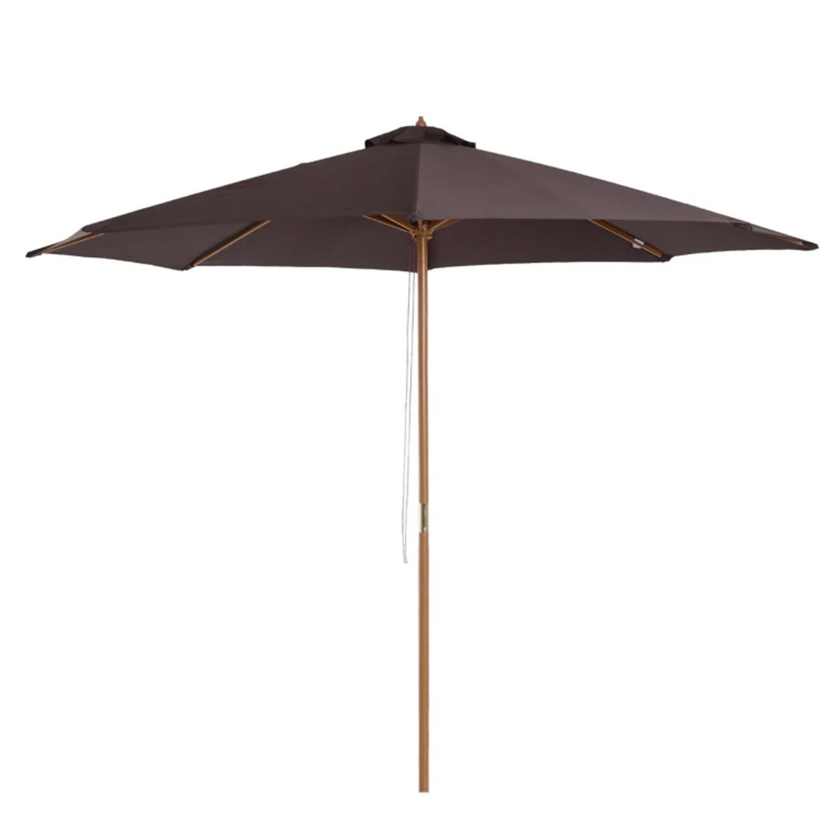 Bamboo Wooden Patio 6-ribs Sunshade Canopy 3m - Coffee - The Garden Savant