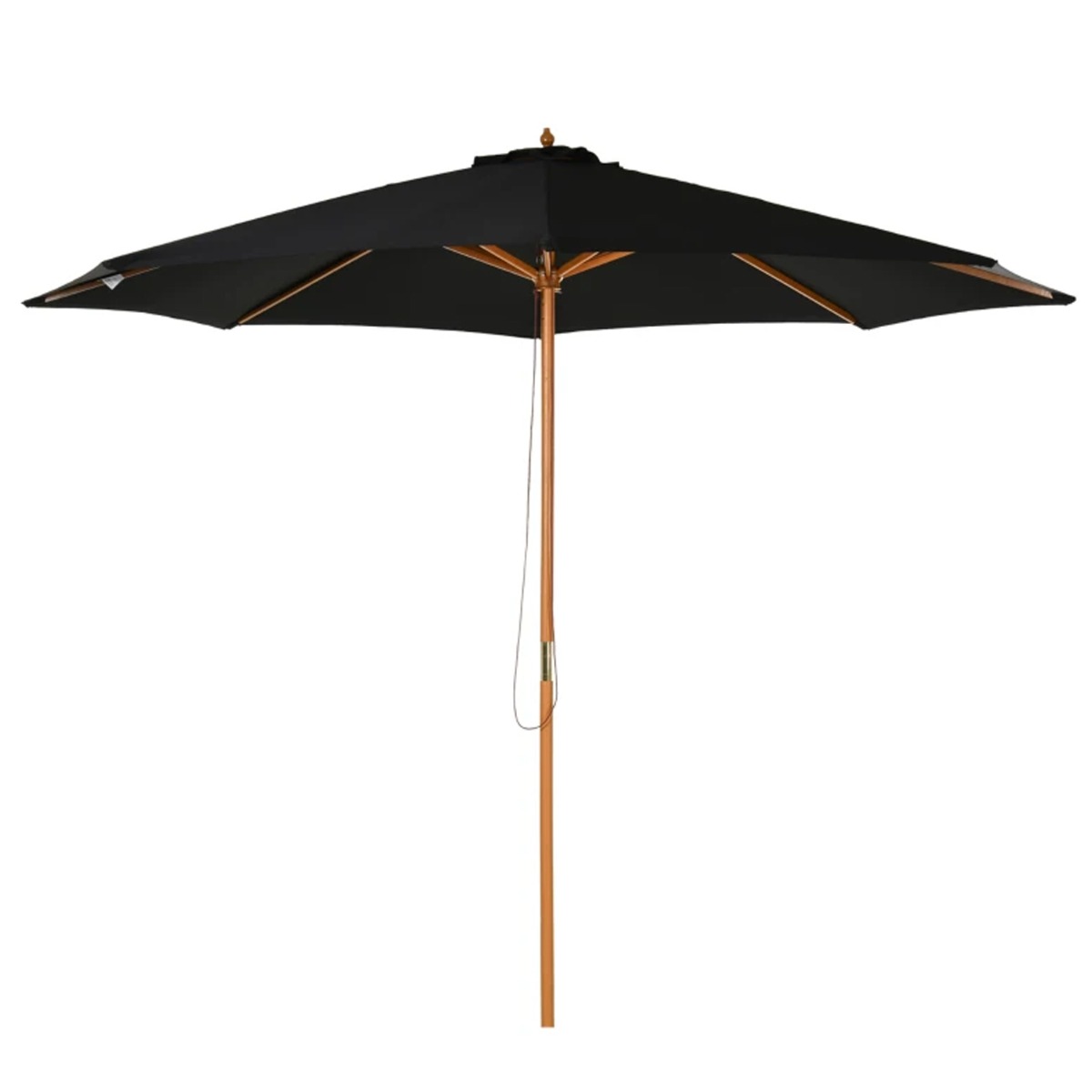 Bamboo Wooden Patio 6-ribs Sunshade Canopy 3m - Black - The Garden Savant