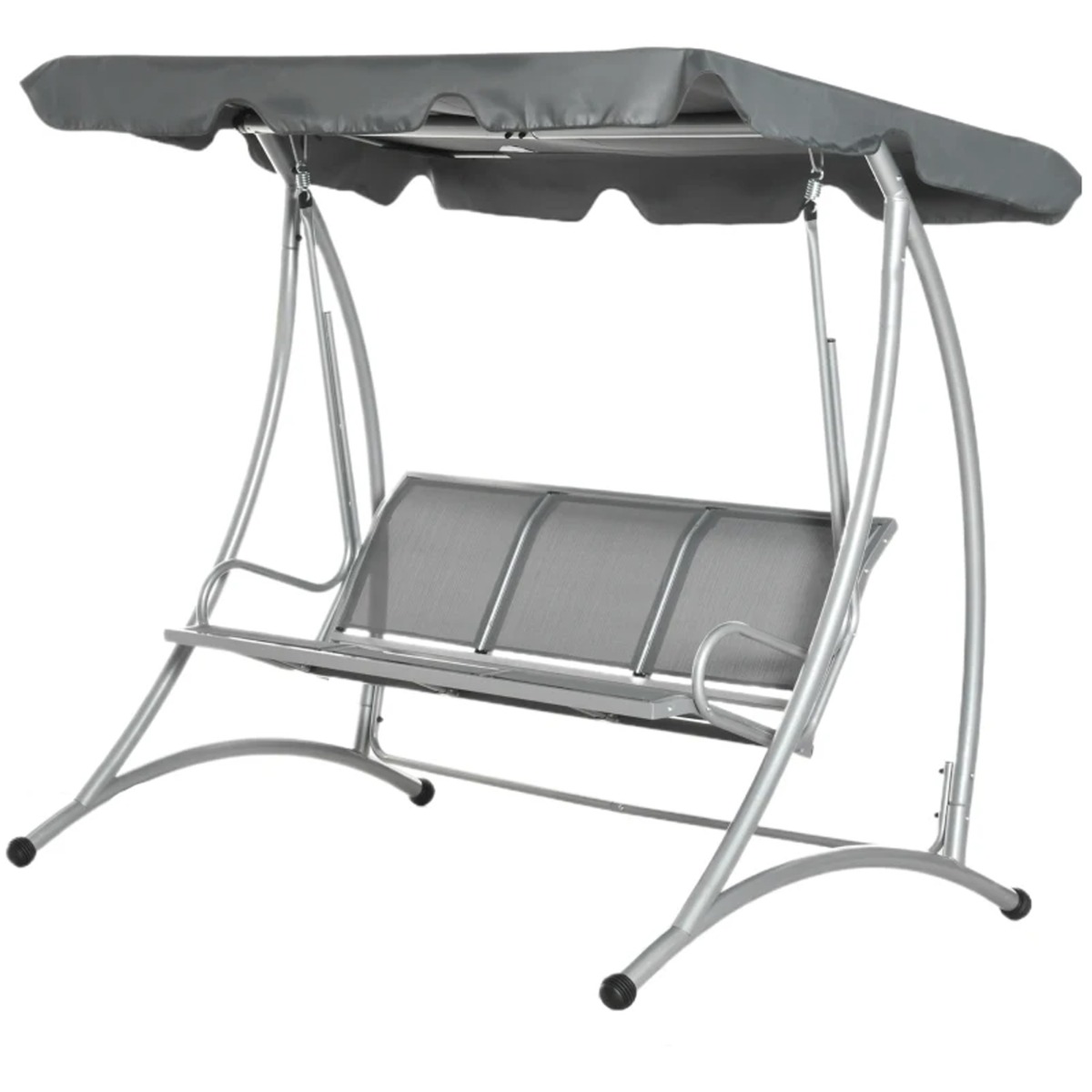 Metal Frame 3 Seater Swing Chair Bench - Grey - The Garden Savant