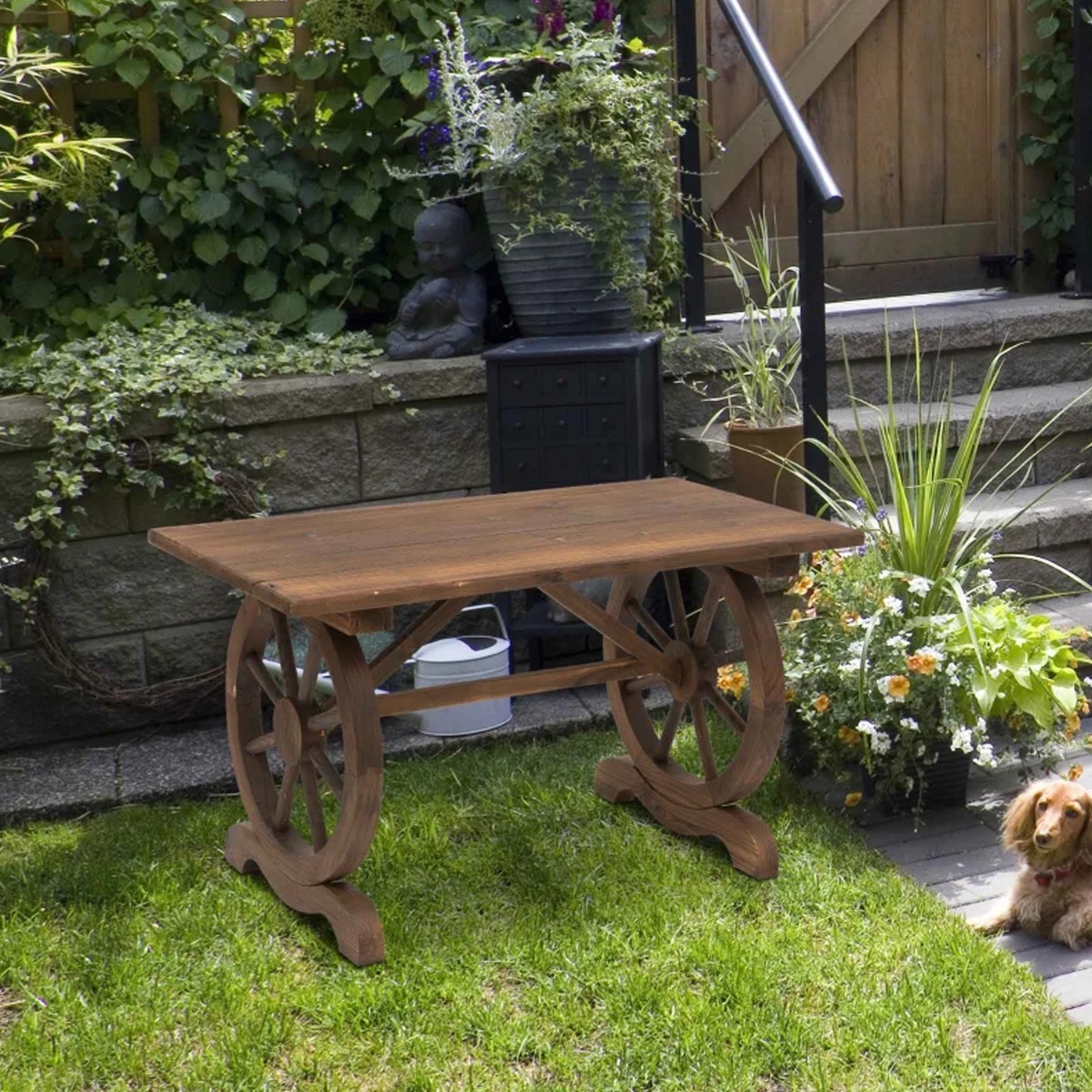 Outdoor Water Resistant Dining Table - Natural Fir Wood - The Garden Savant