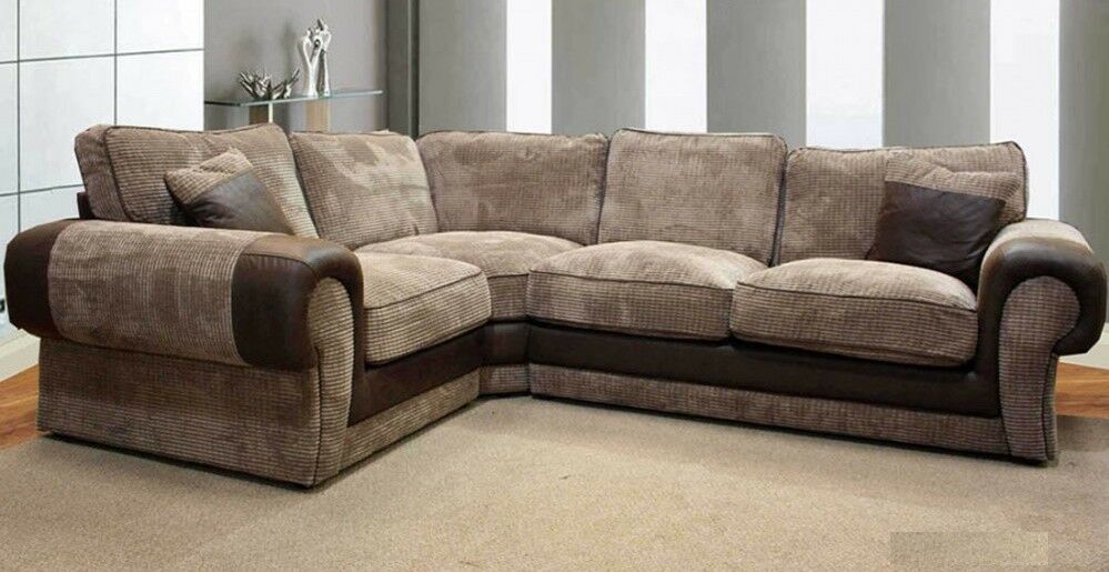 LUMA Jumbo Cord 4 Seater L Shaped - Left Hand Facing Corner Sofa - Brown and Coffee - Steve and Co Mills