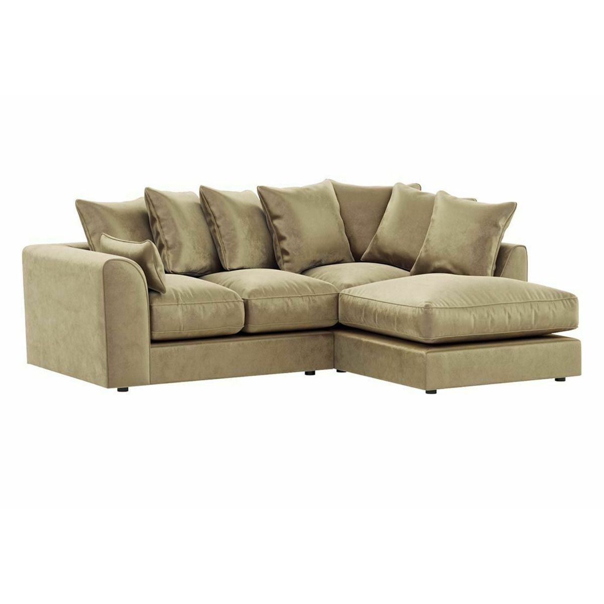 Modern Design Plush Fabric Corner Sofa LEFT RIGHT Hand Option - Beige - Steve and Co Mills