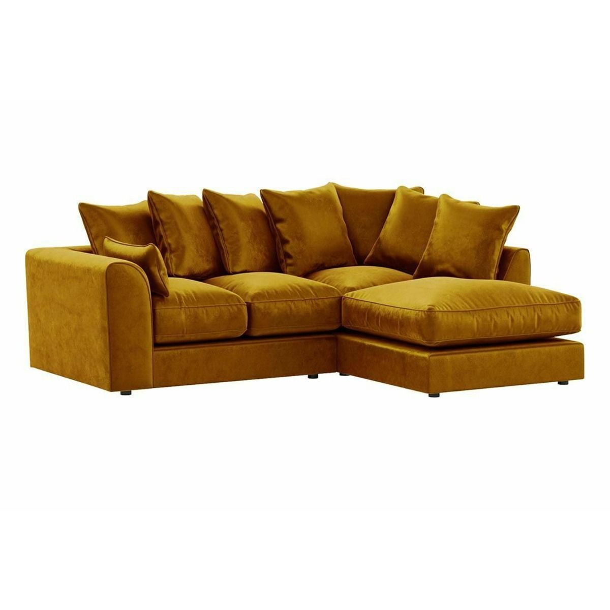 Modern Design Plush Fabric Corner Sofa LEFT RIGHT Hand Option - Gold - Steve and Co Mills