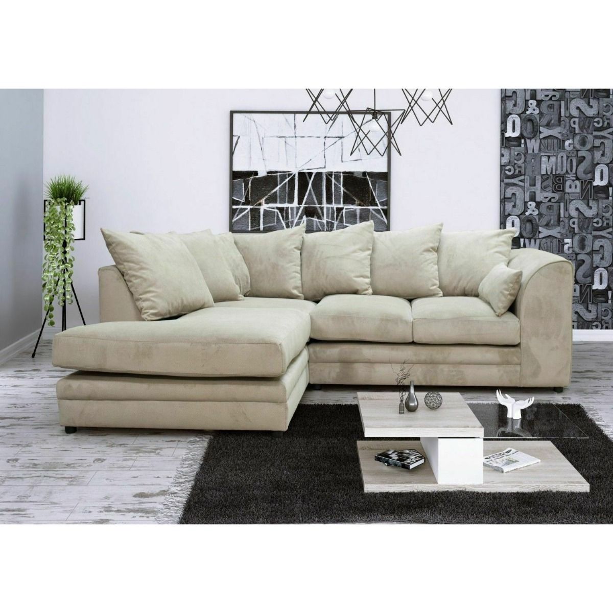 Premium Fabric Corner Sofa Left or Right - Beige - Steve and Co Mills