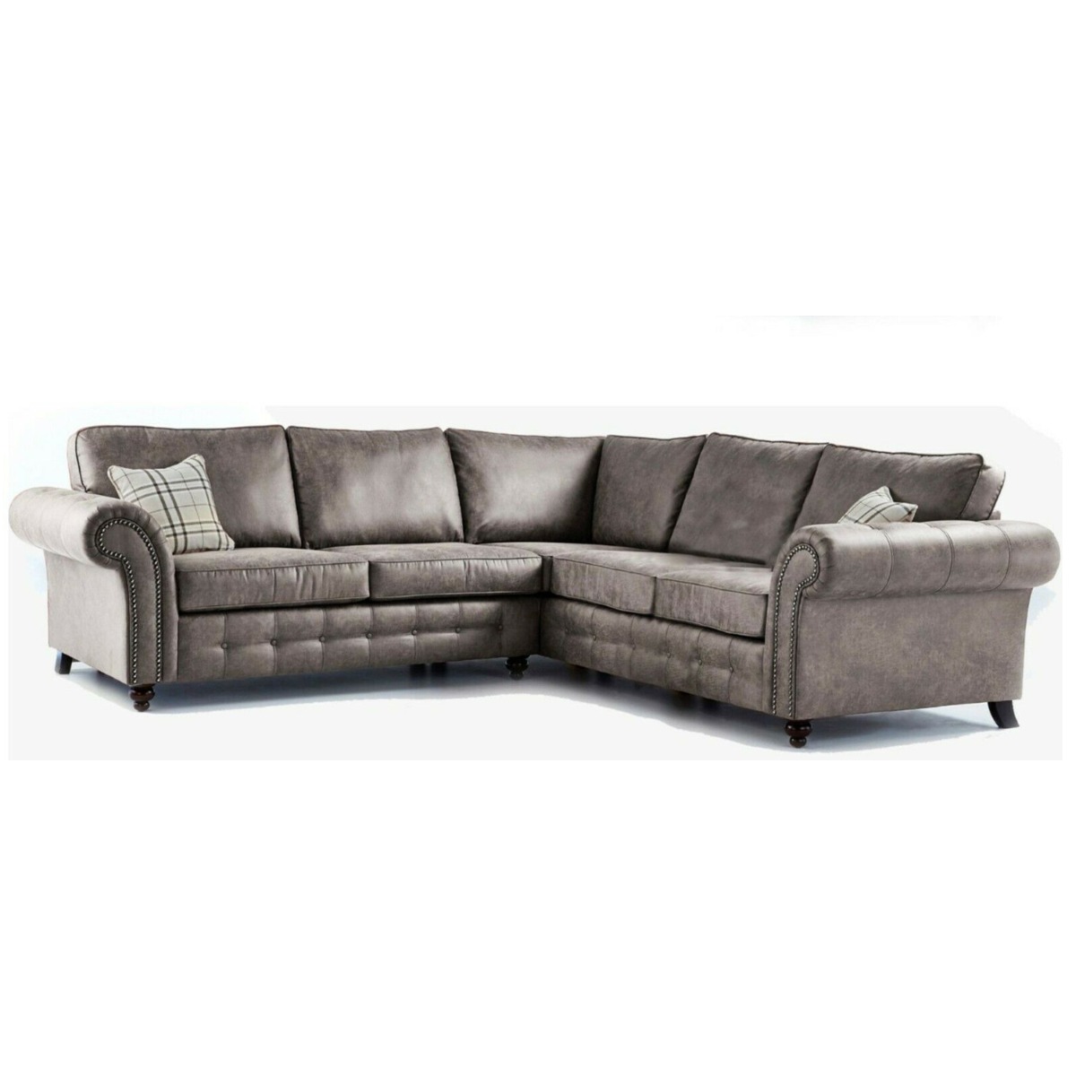 Modern Premium Suite Leather Large Corner Sofa - Charcoal - Steve and Co Mills