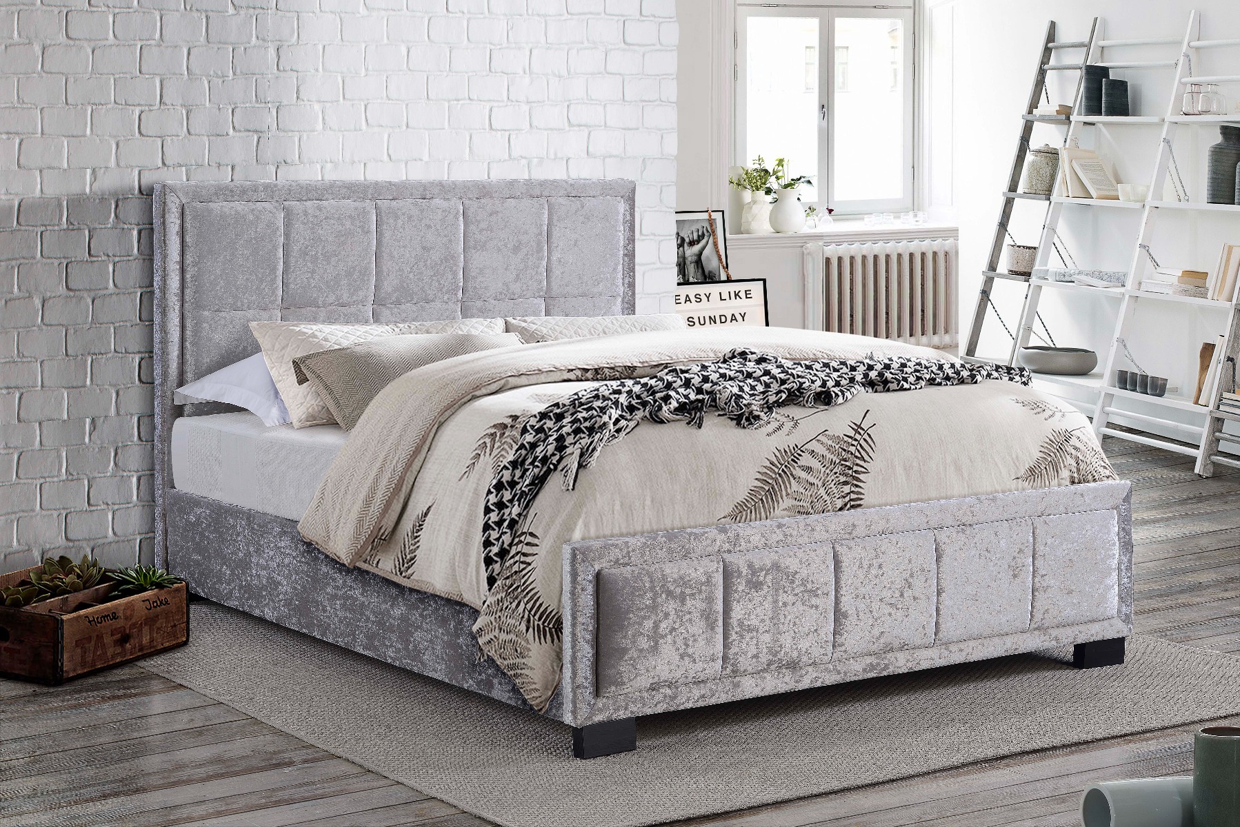 Birlea Hannover Steel Crushed Velvet Bed Frame - Kingsize 5ft - Birlea Essentials