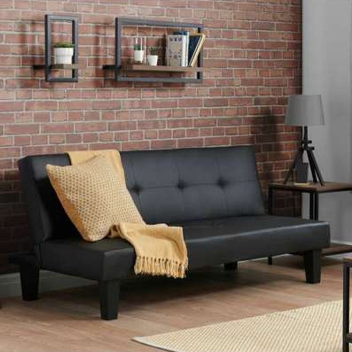 Franklin Faux Leather Sofa Bed - Black - Birlea Essentials